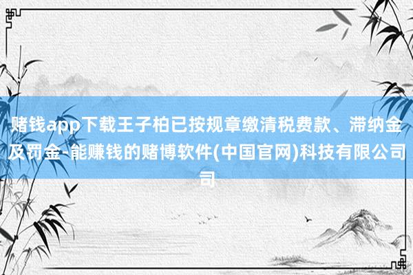 赌钱app下载王子柏已按规章缴清税费款、滞纳金及罚金-能赚钱的赌博软件(中国官网)科技有限公司