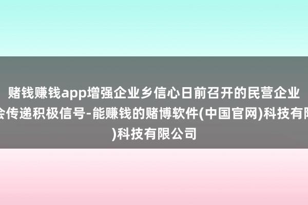 赌钱赚钱app增强企业乡信心日前召开的民营企业谈话会传递积极信号-能赚钱的赌博软件(中国官网)科技有限公司