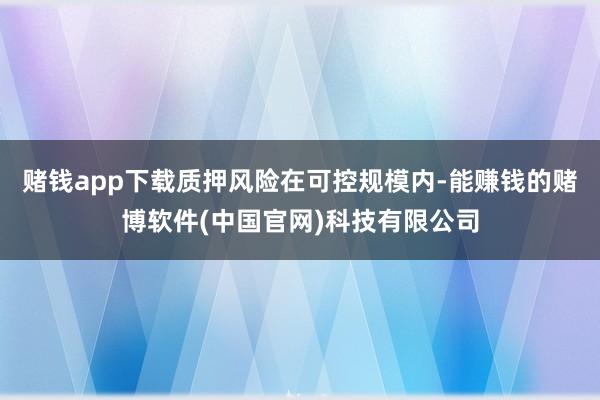 赌钱app下载质押风险在可控规模内-能赚钱的赌博软件(中国官网)科技有限公司