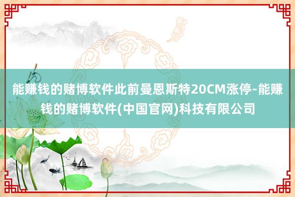 能赚钱的赌博软件此前曼恩斯特20CM涨停-能赚钱的赌博软件(中国官网)科技有限公司