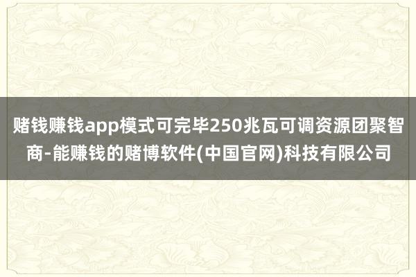 赌钱赚钱app模式可完毕250兆瓦可调资源团聚智商-能赚钱的赌博软件(中国官网)科技有限公司