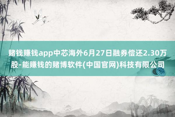 赌钱赚钱app中芯海外6月27日融券偿还2.30万股-能赚钱的赌博软件(中国官网)科技有限公司