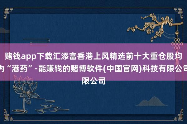 赌钱app下载汇添富香港上风精选前十大重仓股均为“港药”-能赚钱的赌博软件(中国官网)科技有限公司
